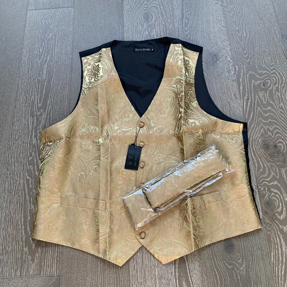 Barry Wang golden floral vest